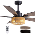 Farmhouse Bronze Ceiling Fans With Lights And Remote 52 Inch Bedroom Caged Ceiling Fans For Living Room Kitchen 52 In.