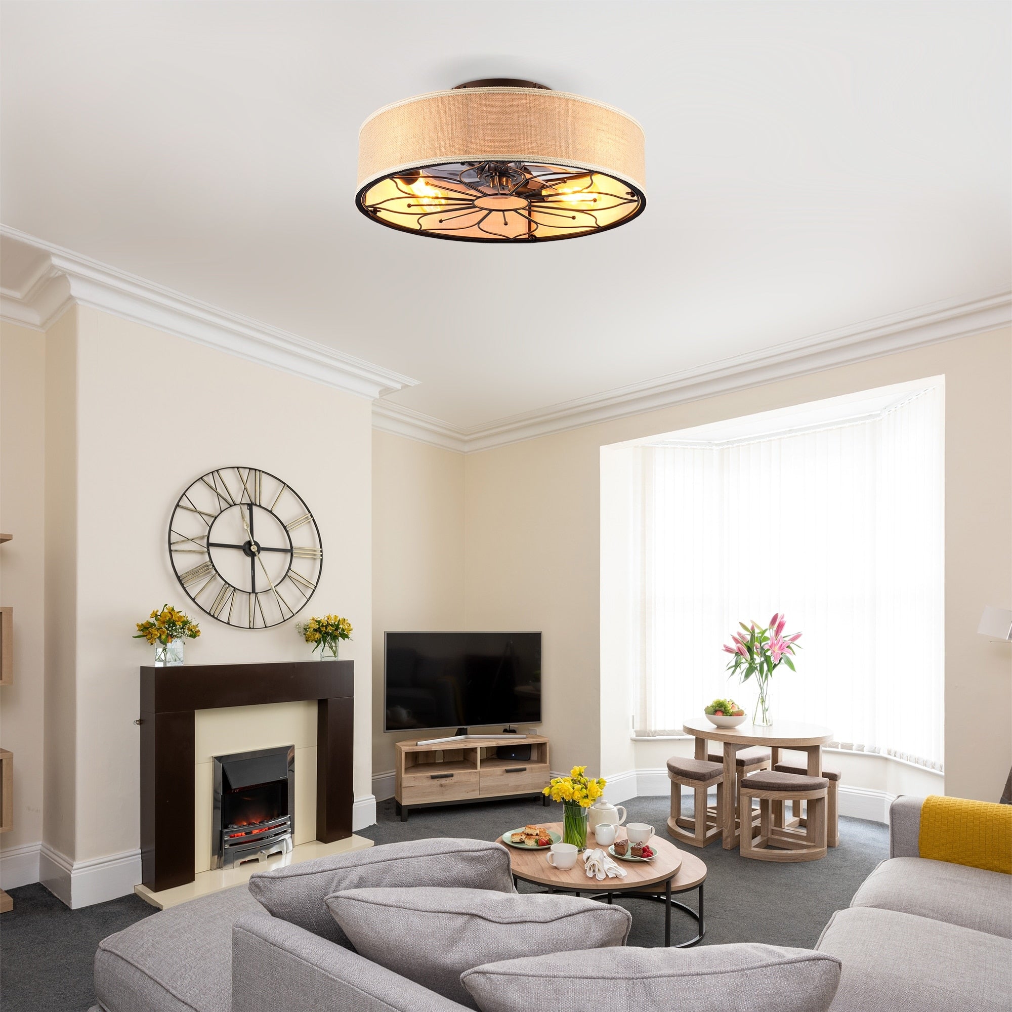 Farmhouse Ceiling Fan With Remote Control Without Bulbs