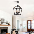 Farmhouse Chandelier 5 Light Industrial Ceiling Light Fixture With Rustic Open Cage And Adjustable Hanging Height E12 Base