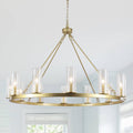 Farmhouse Classic 12 Light Chandelier Fixture With Clear Glass Shades