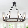Farmhouse Classic 8 Light Chandelier Pendant Light With Clear Glass Shades