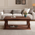 Farmhouse Coffee Table Center Table With Shelf Walnut Brown Side Table Sofa Table Cocktail Table For Living Room