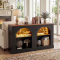 Farmhouse Console Table With Led Light Storage Sofa Entryway Table With Adjustable Shelves