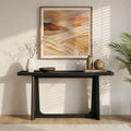Farmhouse Console Table With Tray Top Design Solid Wood Frame For Entryway