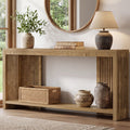 Farmhouse Console Table 70.9 Wooden Entry Table With 2 Tier Storage 70.86 D X 11.61 W X 33.26 H
