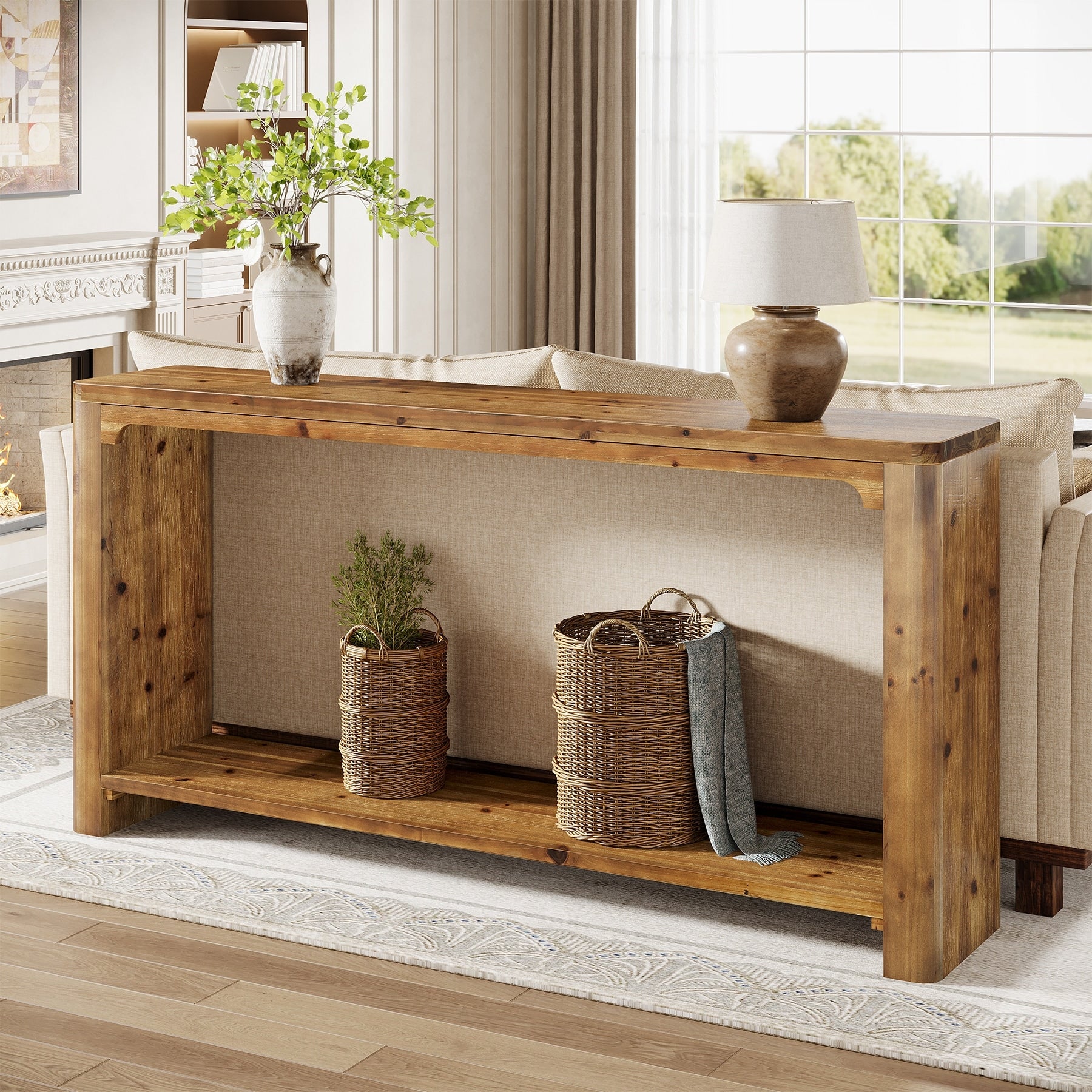 Farmhouse Couch Table Behind Sofa