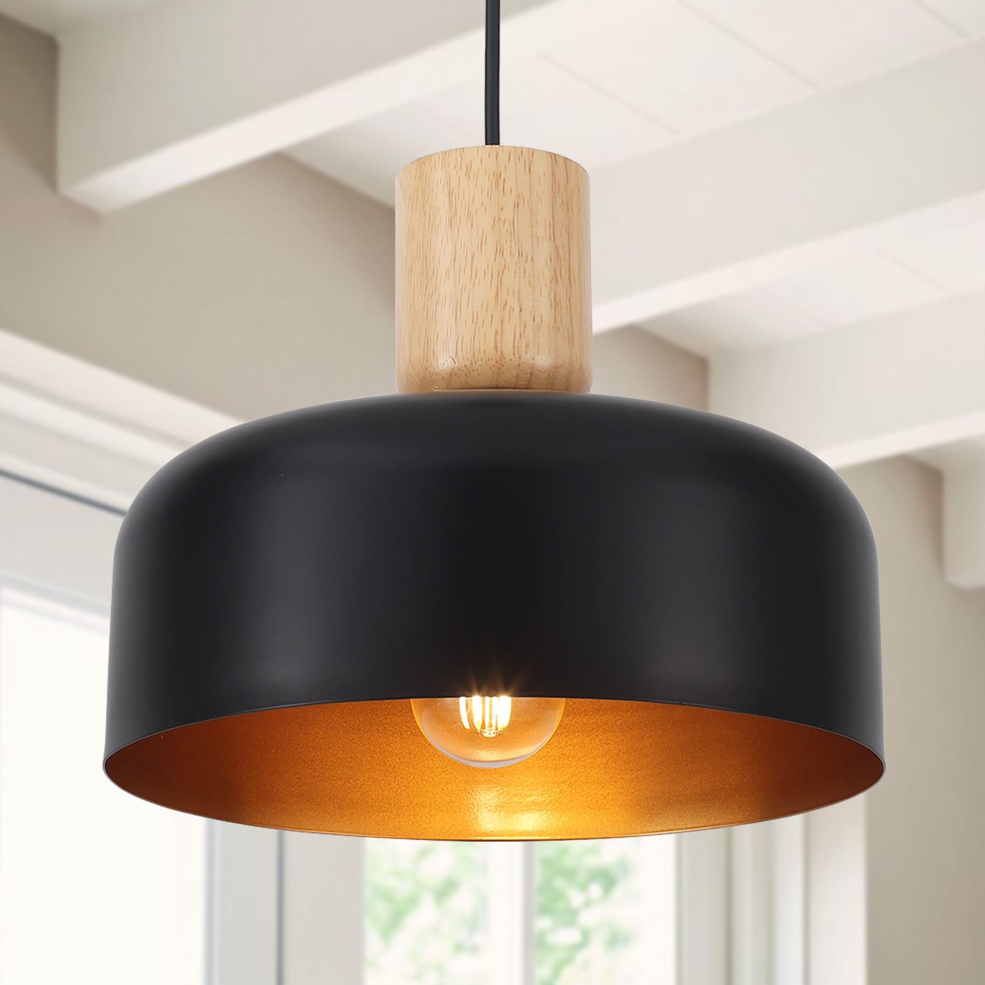 Farmhouse Dimmable 1 Light Cylinder Design Pendant Light For Kitchen Island