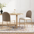 Farmhouse Dining Chairs Set Of 2 Upholstered Kitchen Chairs Armless Iron Side Chair With Rattan Backrest For Dining Room
