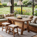 Farmhouse Dining Table 63 Inch Solid Wood Rectangle Kitchen Table