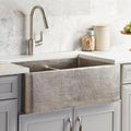 Farmhouse Duet Brushed Nickel Duet 33 Inch Double Bowl Kitchen Sink
