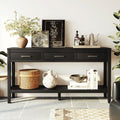 Farmhouse Entryway Table Console Table With 3 Drawers Black Sofa Table Hallway Table With Bottom Shelf