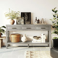 Farmhouse Entryway Table Console Table With 3 Drawers Sofa Table Gray Hallway Table With Bottom Shelf