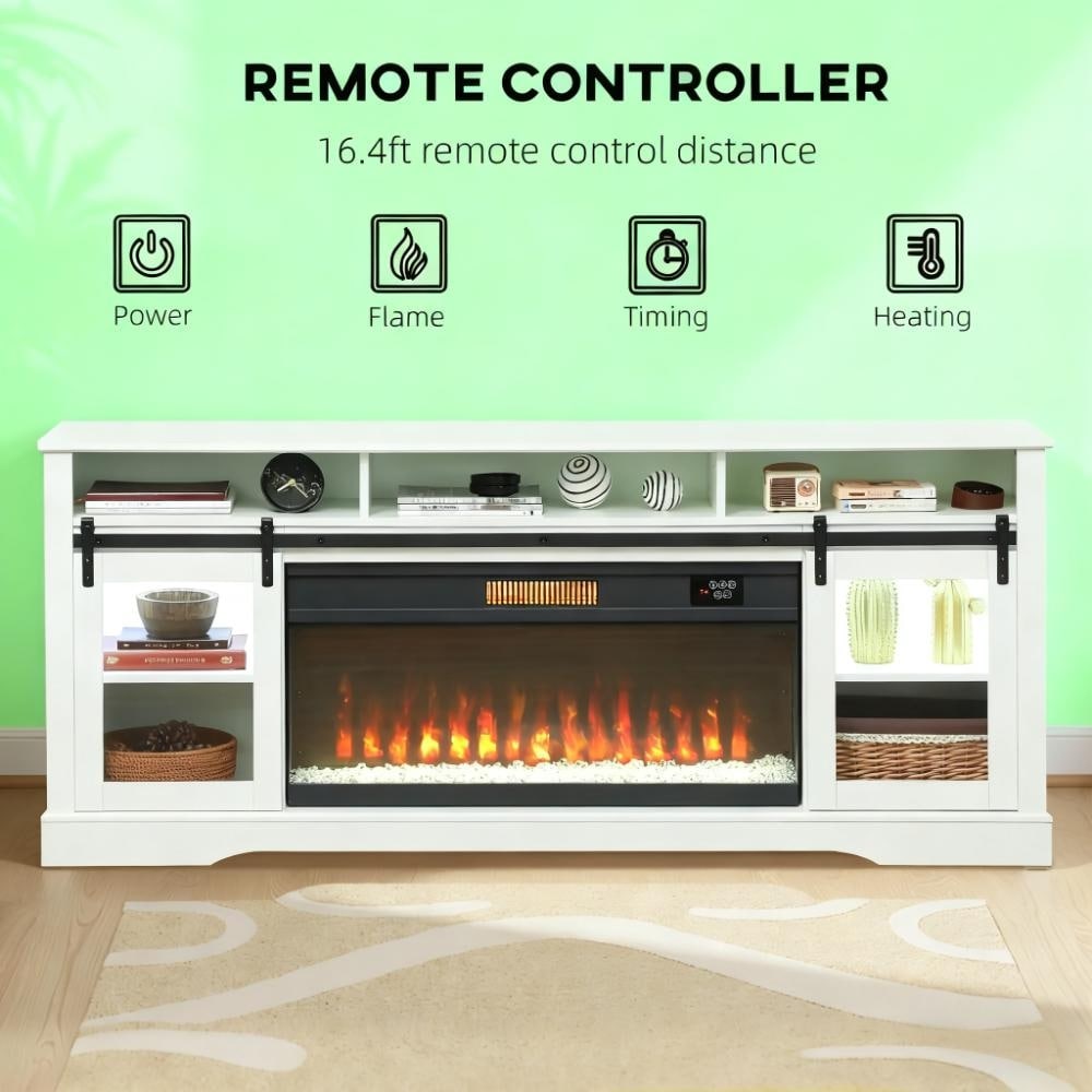 Farmhouse Fireplace Tv Stand For Tvs Up To 80 Tv Console Tv Cabinet With 36 Electric Fireplace