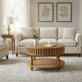 Farmhouse Fluted Coffee Table With Storage And Flip Top Lids