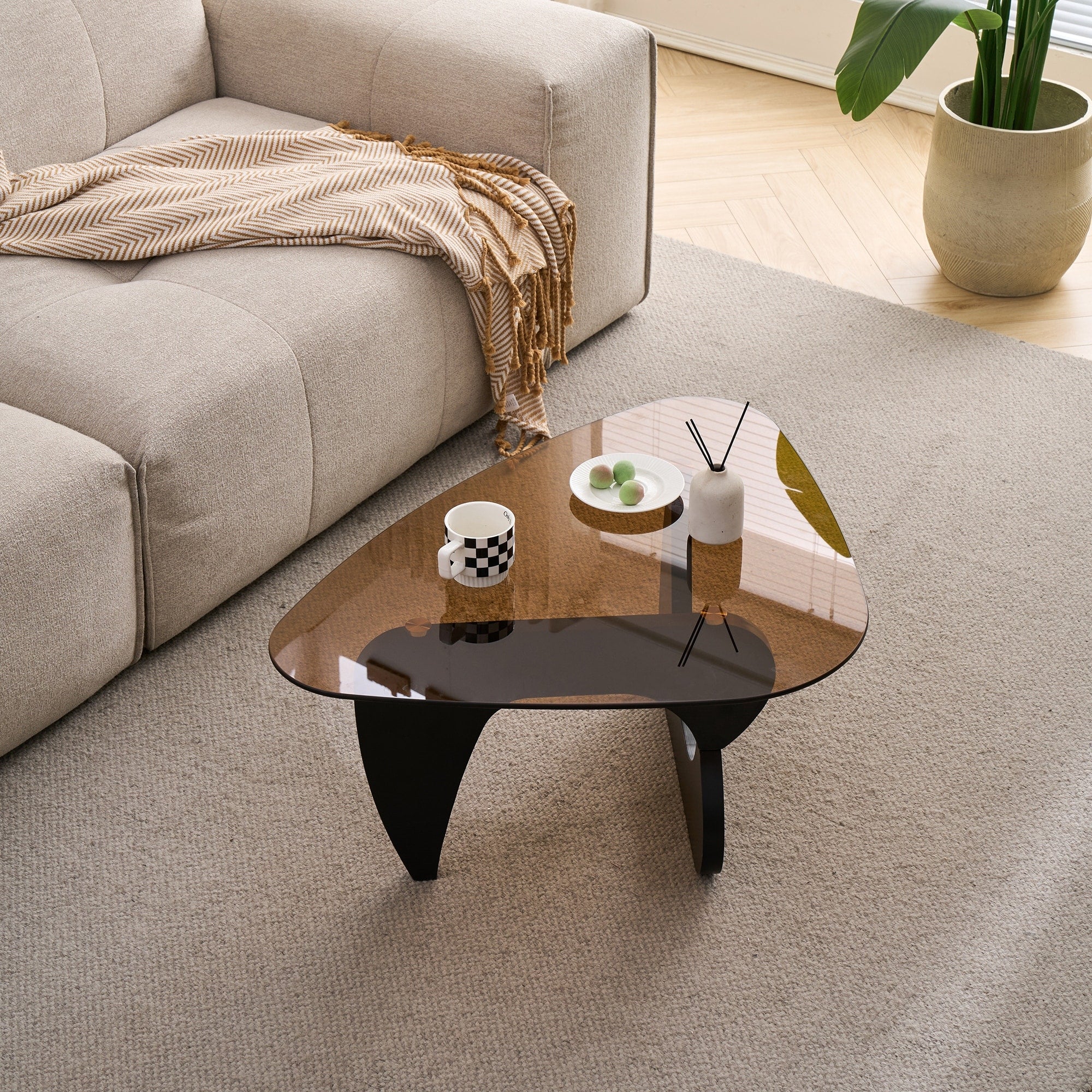Farmhouse Glass Top Small Coffee Tables Wood Center Table