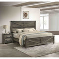 Farmhouse Gray Finsih Bed 2X Nightstands Bedroom Set 3Pc