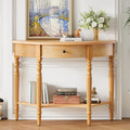Farmhouse Half Moon Console Table With Drawer Shelf Sofa Table In Natural