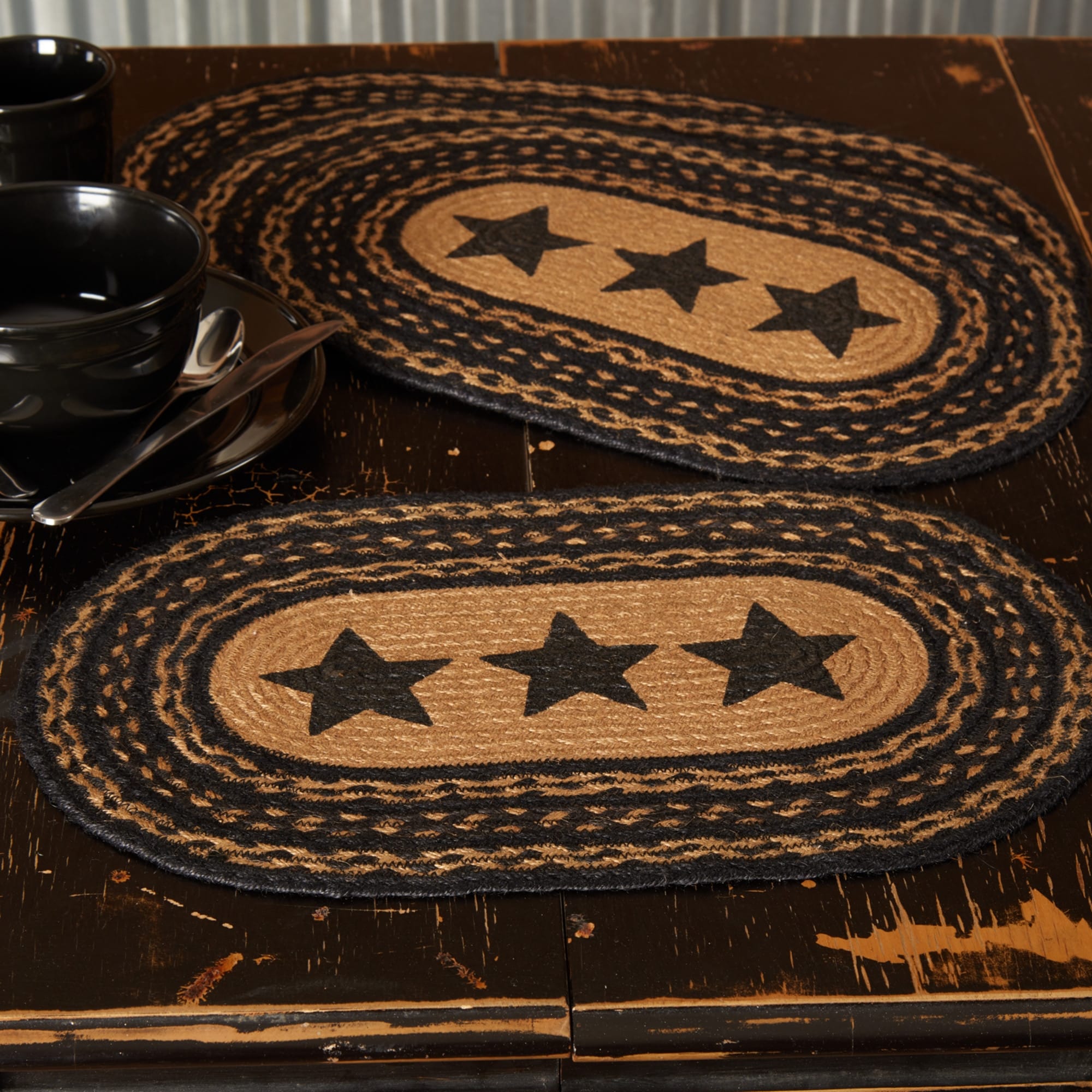 Farmhouse Jute Stencil Stars Placemat Set Of 6