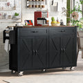 Farmhouse Kitchen Island With Drop Leaf Power Outlet And Rolling Wheels