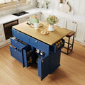 Farmhouse Kitchen Island With Drop Leaf Wood Storage Cabinet And Seating