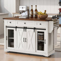 Farmhouse Kitchen Island With Drop Leaf Storage Sliding Barn Door