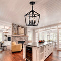 Farmhouse Lantern Chandelier 3 Light Ceiling Light Fixture With Rustic Open Cage And Adjustable Hanging Height E12 Base