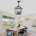Farmhouse Lantern Chandelier 4 Light Ceiling Light Fixture With Rustic Open Cage And Adjustable Hanging Height E12 Base