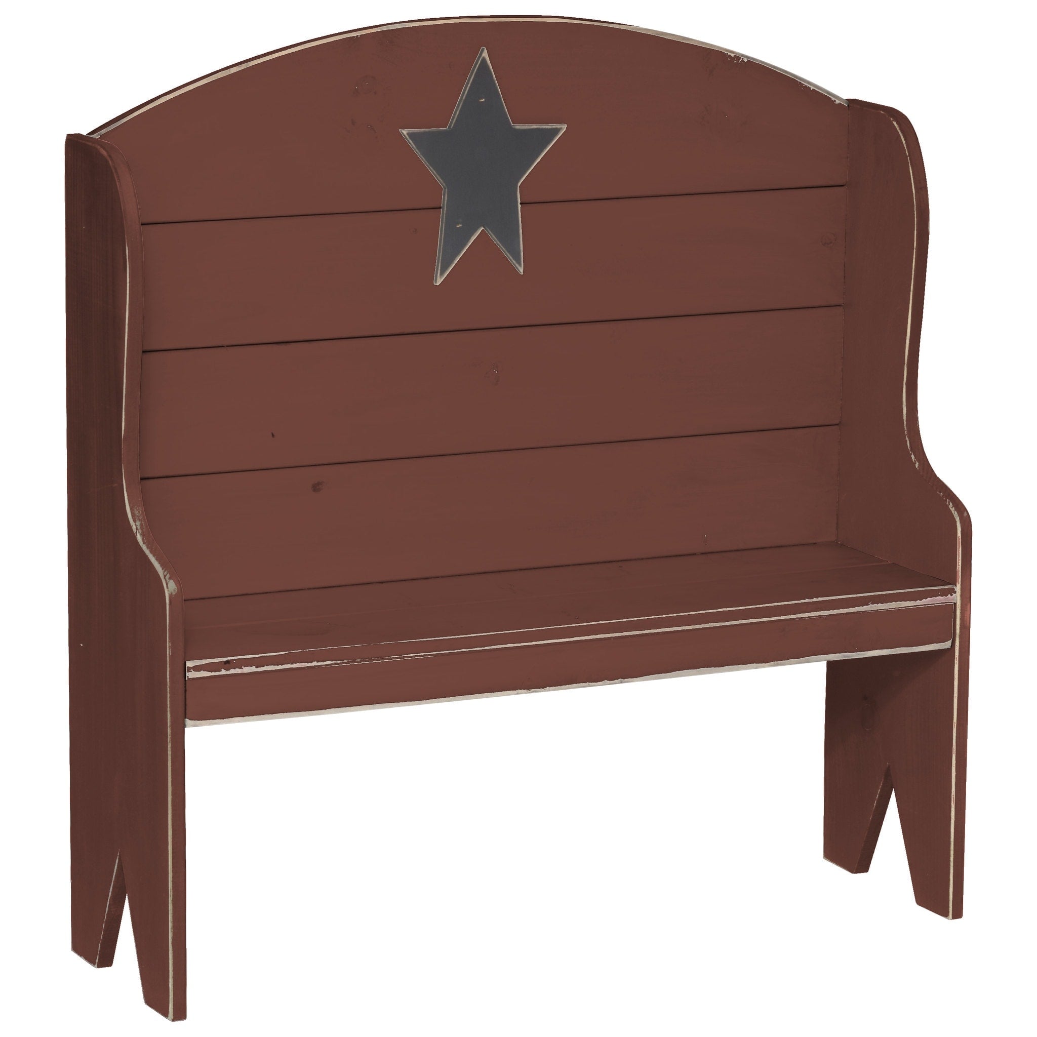 Primitive Rustic Miniature Deacons Bench With Country Star