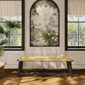 Farmhouse Modern Solid Wood Indoor Covered Outdoor Rattan Bench