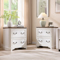 Farmhouse Nightstand Set Of 2 End Table With 2 Drawers For Bedroom