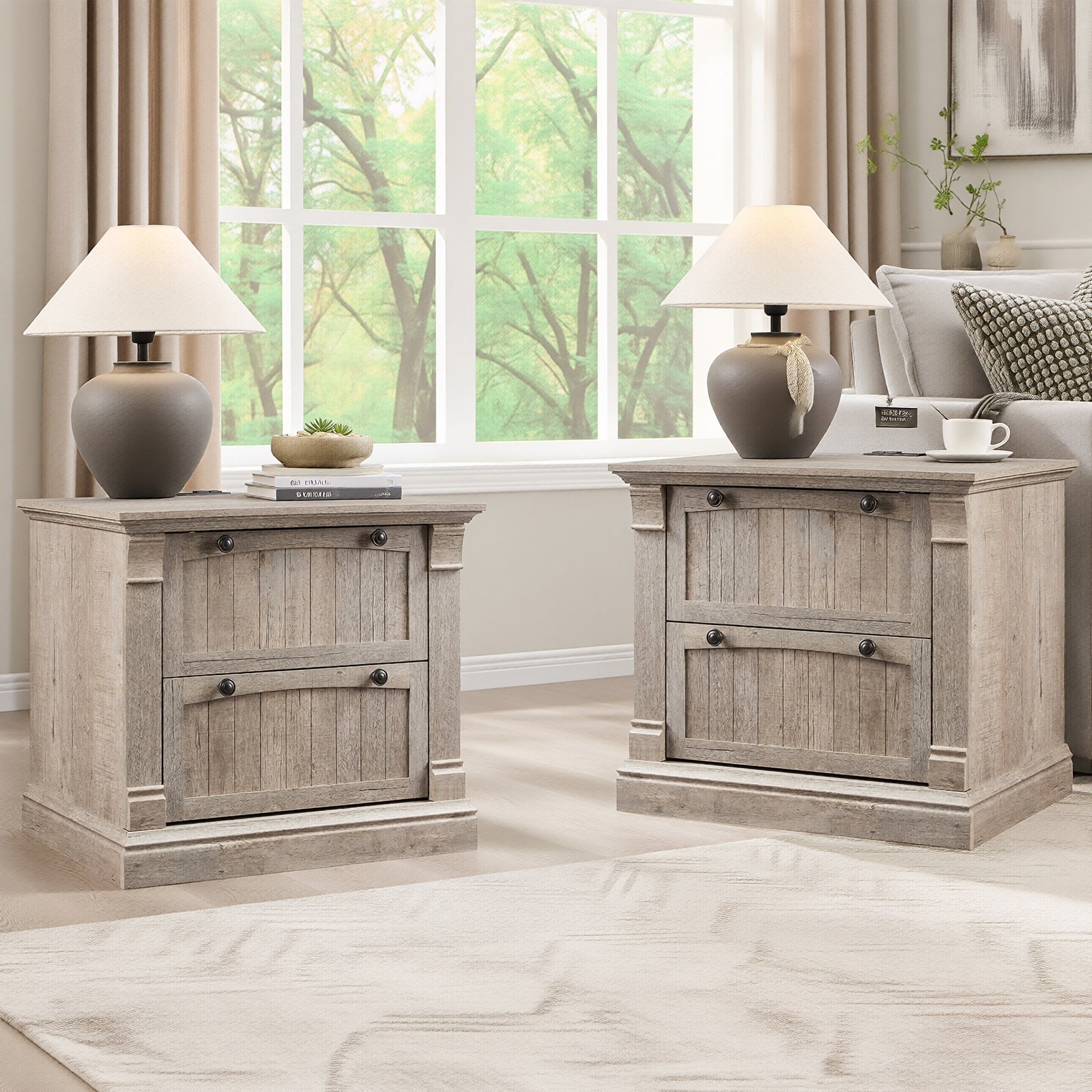 Farmhouse Nightstand Set Of 2 End Table Side Table For Bedroom