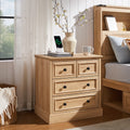 Farmhouse Nightstand With 4 Drawers End Table With Charging Station