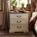 Farmhouse Nightstand With Charging Station 3 Drawer Bedside Table With 2 Ac Outlets 2 Usb Ports Rustic Wood End Table