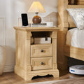 Farmhouse Nightstand With Charging Station End Table With 2 Drawers