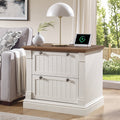 Farmhouse Nightstand With Charging Station End Table Side Table
