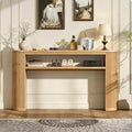 Farmhouse Oval Console Table Accent Table With Open Shelf And Curved Legs For Entryway Hallway