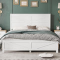 Farmhouse Queen King Bed With Barn Door Headboard And Under Bed Storage Pinewood