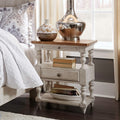 Farmhouse Reimagined Antique White Chestnut Top 1 Drawer Night Stand