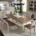 Liberty Antique White Wood Farmhouse Style 6 Piece Trestle Set