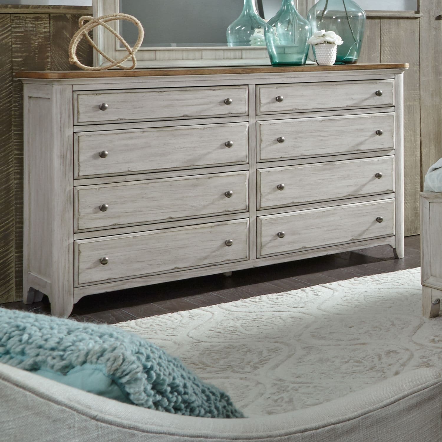 Farmhouse Reimagined Antique White 8 Drawer Dresser
