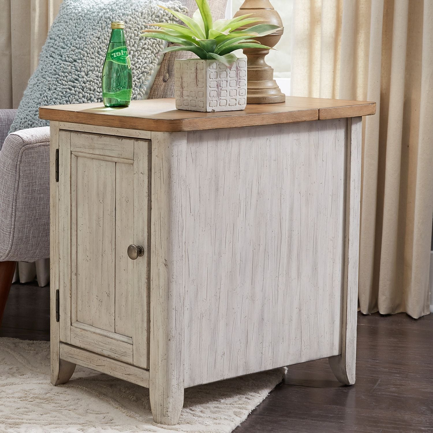 Farmhouse Reimagined Antique White Door Chair Side Table