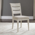 Farmhouse Reimagined Antique White Ladder Back Upholstered Side Chair