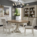 Farmhouse Antique Two Toned Opt 5 Piece Pedestal Table Dining Set