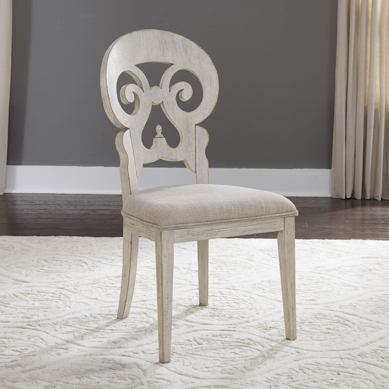 Farmhouse Reimagined Antique White Splat Back Side Chair