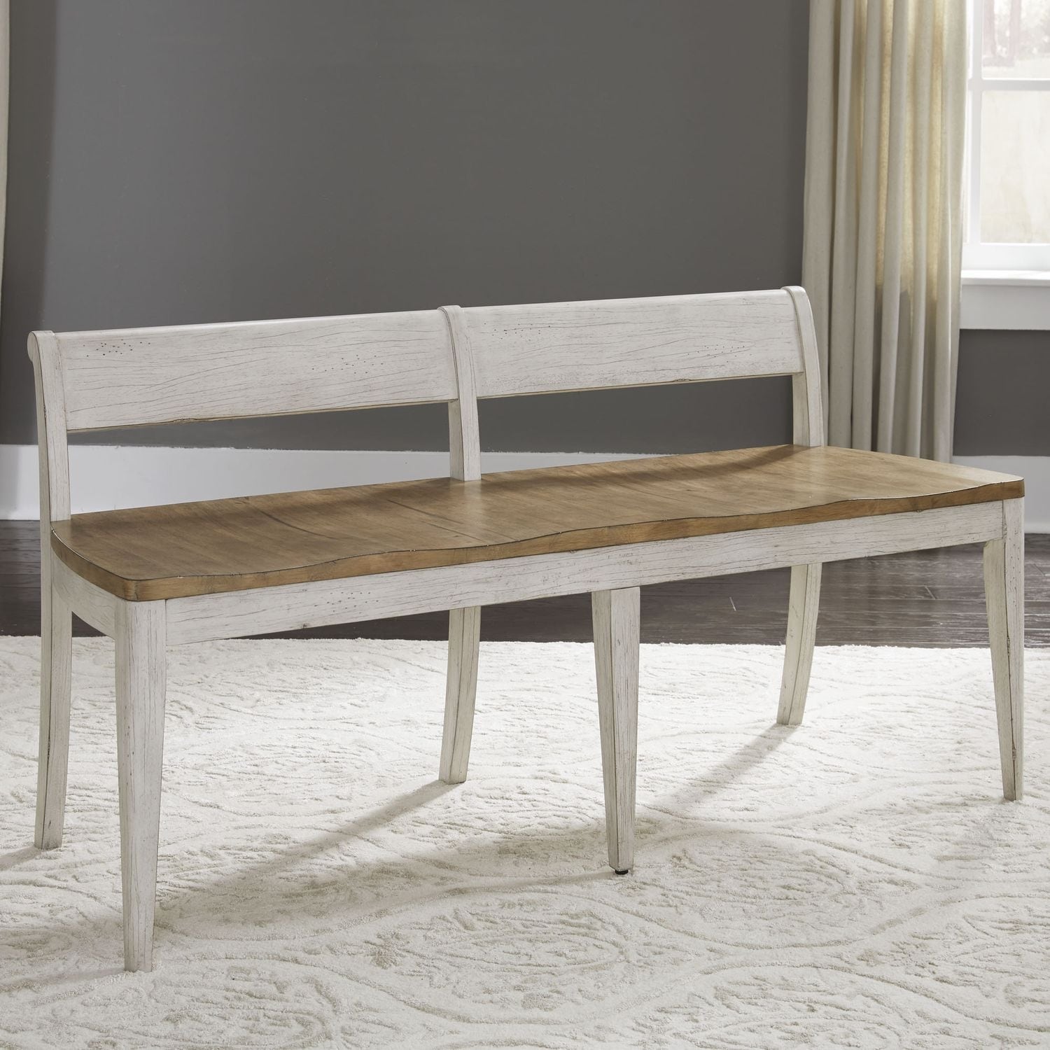 Farmhouse Reimagined Antique White Bench