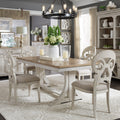 Farmhouse Reimagined Antique Two Toned 5 Piece Trestle Table Dining Set