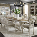 The Gray Barn Willow Valley Antique White Chestnut 6 Piece Trestle Dining Table Set