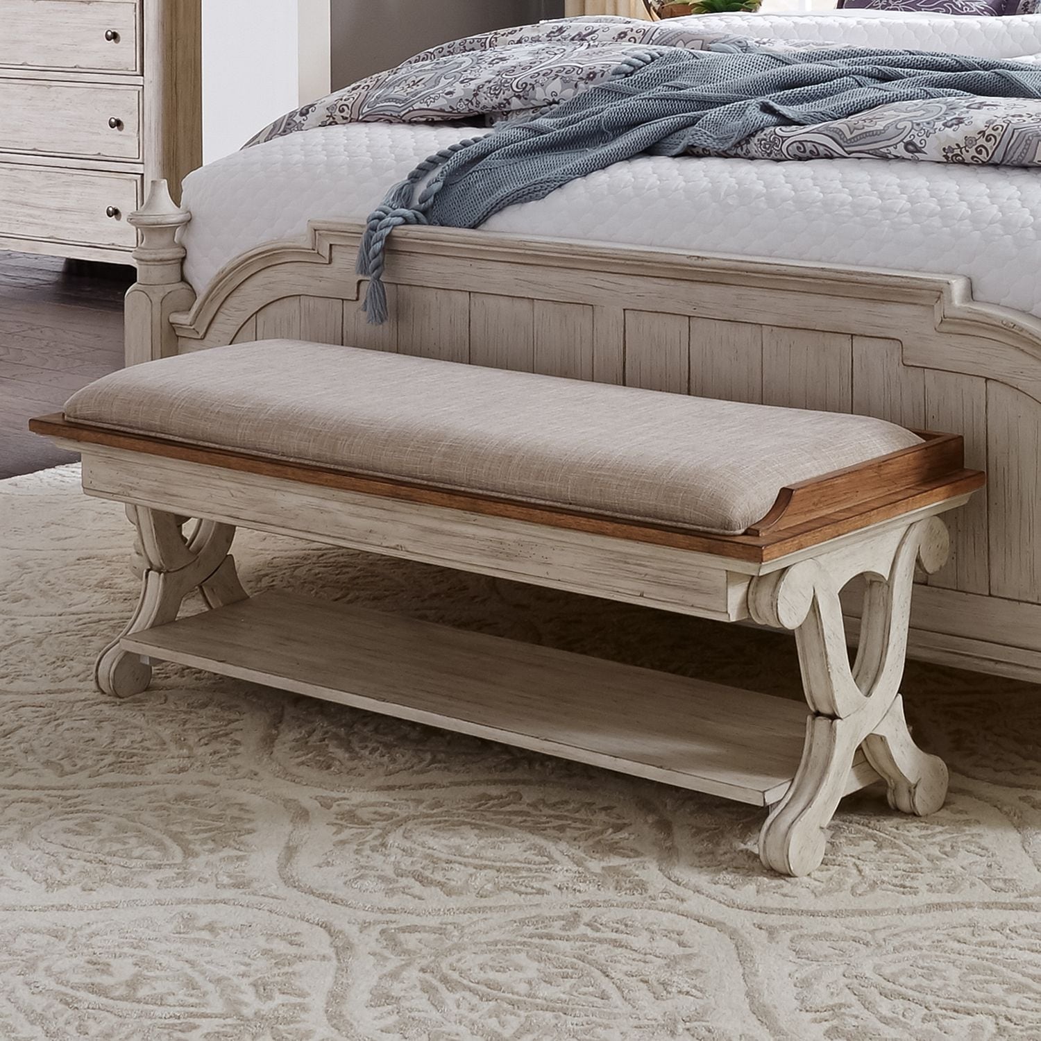 Farmhouse Reimagined Antique White Bed Bench