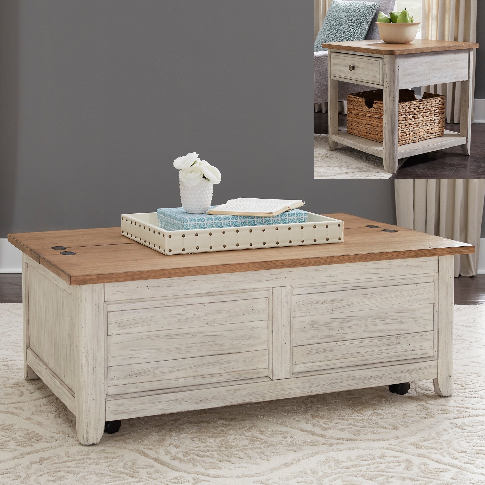 Farmhouse Reimagined Antique White Option 3 Piece Table Set