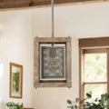 Antique Metal And Wood Finish Pendant Foyer Lighting L7.9 Xw7.9 Xh10.6